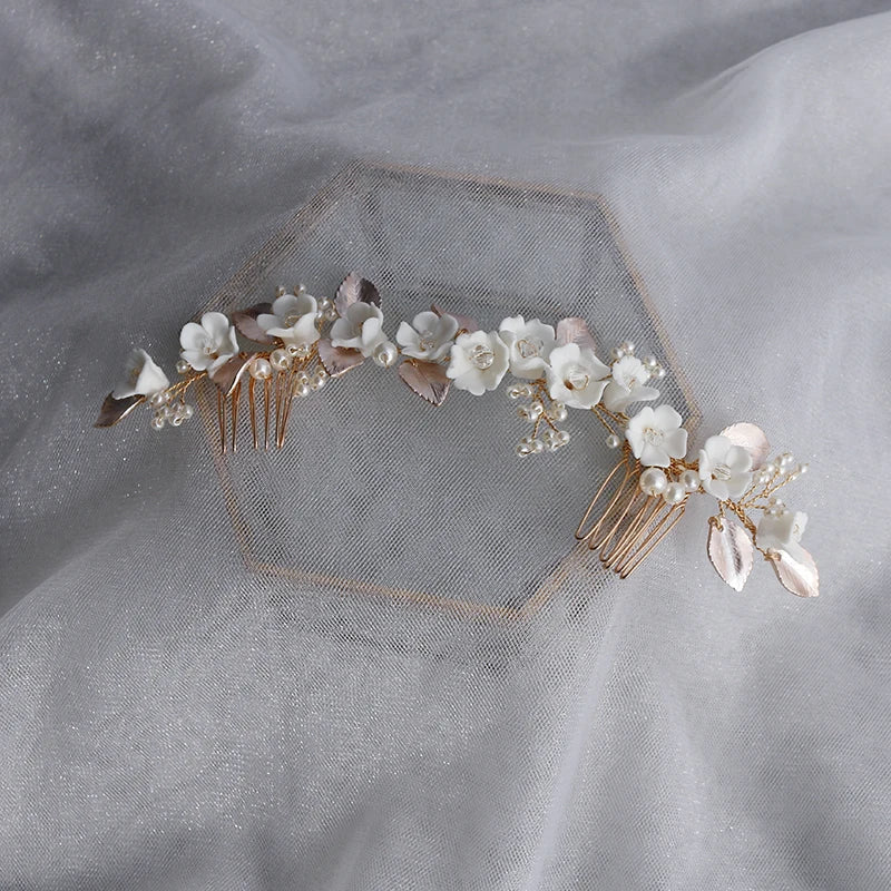 Silver Leaf Wedding Hair Comb Vine Bridal Headpiece