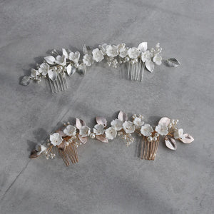 Silver Leaf Wedding Hair Comb Vine Bridal Headpiece