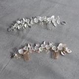 Silver Leaf Wedding Hair Comb Vine Bridal Headpiece