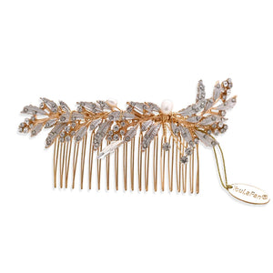 Bridal Hair Comb with Pearl, Rhinestone, and Headdress