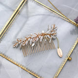 Bridal Hair Comb with Pearl, Rhinestone, and Headdress