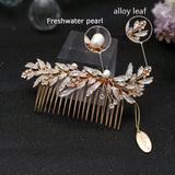 Bridal Hair Comb with Pearl, Rhinestone, and Headdress