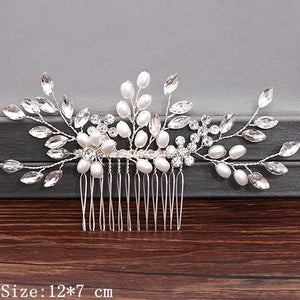 Silver Pearl Rhinestone Wedding Hair Comb Bridal Accessory