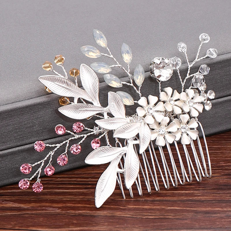 Silver Pearl Rhinestone Wedding Hair Comb Bridal Accessory