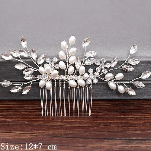 Silver Pearl Rhinestone Wedding Hair Comb Bridal Accessory