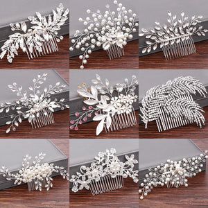 Silver Pearl Rhinestone Wedding Hair Comb Bridal Accessory