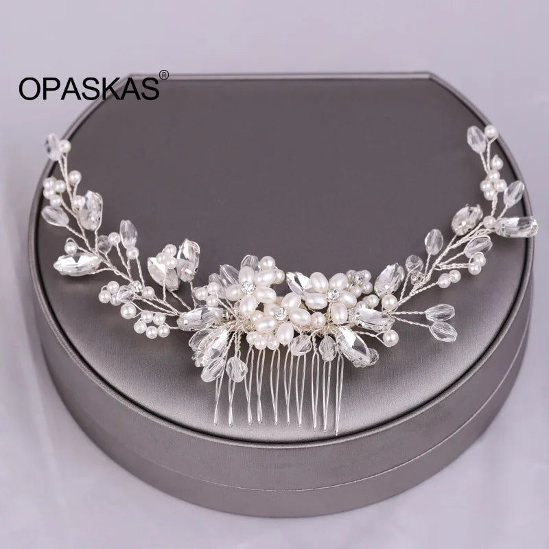 Rhinestone Pearl Hair Comb Bridal Prom Hair Accessory