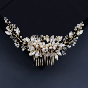 Pearl Hair Combs Rhinestone Headdress Bridal Hair Jewelry