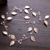 Colorful Pearl Wedding Headbands Crystal Leaf Hair Ornament