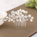 Silver Rhinestone Flower Hair Comb for Bride