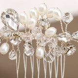Silver Rhinestone Flower Hair Comb for Bride