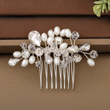 Silver Rhinestone Flower Hair Comb for Bride