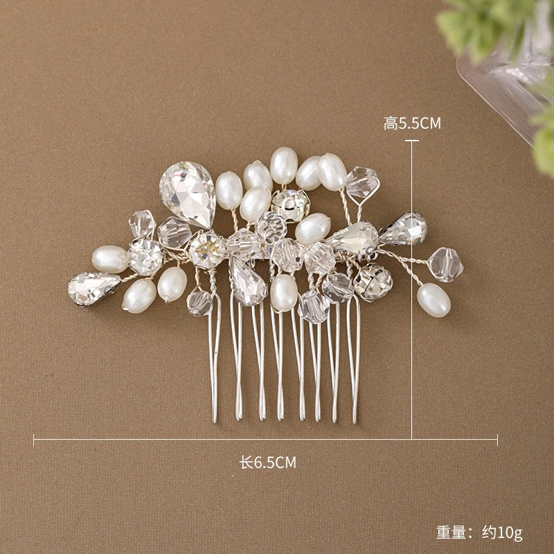 Silver Rhinestone Flower Hair Comb for Bride