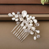 Silver Rhinestone Flower Hair Comb for Bride