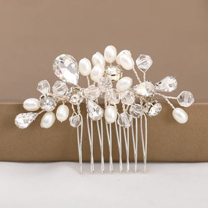 Silver Rhinestone Flower Hair Comb for Bride