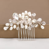 Silver Rhinestone Flower Hair Comb for Bride