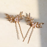 Copper Leaf Bridal Hair Pins Clips