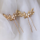 Copper Leaf Bridal Hair Pins Clips