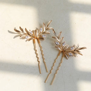Copper Leaf Bridal Hair Pins Clips