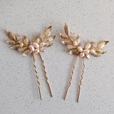Copper Leaf Bridal Hair Pins Clips