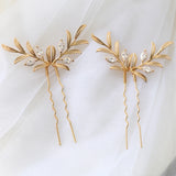 Copper Leaf Bridal Hair Pins Clips