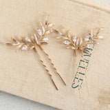 Copper Leaf Bridal Hair Pins Clips