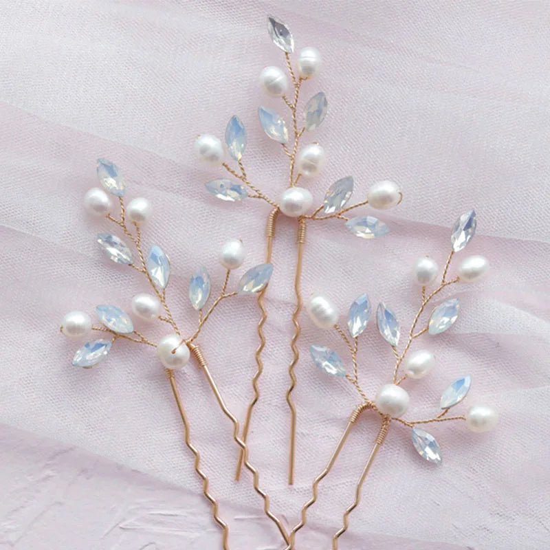 Bridal Hair Pins Freshwater Pearls Silver Hair Accessories