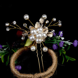 Bridal Hair Sticks Forks U Shaped Pearl Hairpins Side Clips Noiva Jewelry