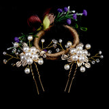 Bridal Hair Sticks Forks U Shaped Pearl Hairpins Side Clips Noiva Jewelry