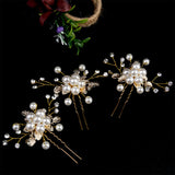 Bridal Hair Sticks Forks U Shaped Pearl Hairpins Side Clips Noiva Jewelry