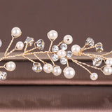 Pearl Flower Bride Hair Jewelry Rhinestone Golden Vine Headband