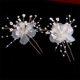 Bridal Flower Hair Comb U-shaped Hair Forks Pearl Hairpin Side Pin