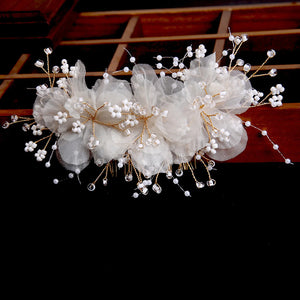 Bridal Flower Hair Comb U-shaped Hair Forks Pearl Hairpin Side Pin