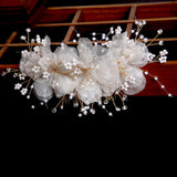 Bridal Flower Hair Comb U-shaped Hair Forks Pearl Hairpin Side Pin
