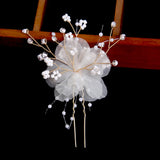 Bridal Flower Hair Comb U-shaped Hair Forks Pearl Hairpin Side Pin