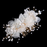 Bridal Flower Hair Comb U-shaped Hair Forks Pearl Hairpin Side Pin