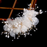 Bridal Flower Hair Comb U-shaped Hair Forks Pearl Hairpin Side Pin