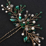 Green Crystal Hairpin Tiaras Girls Hair Clips Wedding Hair Ornament