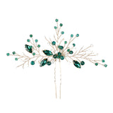 Green Crystal Hairpin Tiaras Girls Hair Clips Wedding Hair Ornament