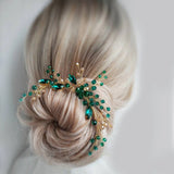 Green Crystal Hairpin Tiaras Girls Hair Clips Wedding Hair Ornament