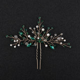 Green Crystal Hairpin Tiaras Girls Hair Clips Wedding Hair Ornament
