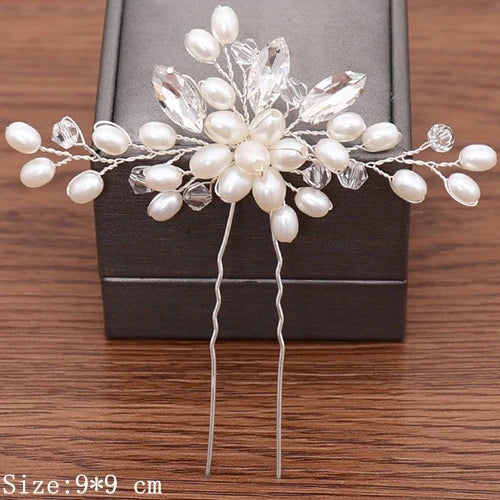 Wedding Hairpins Bridal Hair Accessories Pearl Rhinestone Flower Bride Hair Pins