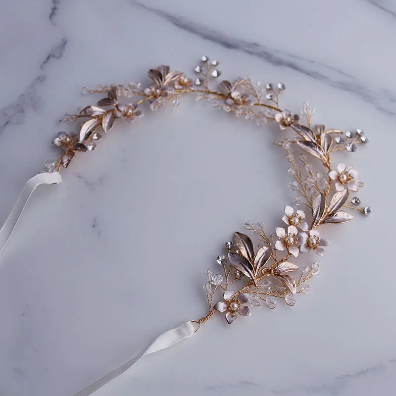 Bridal Leaf Hair Vine Tiara Crystal Headpiece