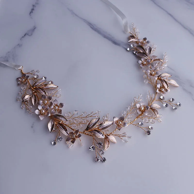 Bridal Leaf Hair Vine Tiara Crystal Headpiece