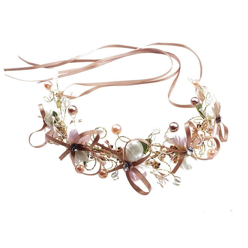 Wedding Flower Crown Hair Accessories Beads and Petals