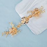 Metal Flower Hairband for Bride Rhinestone Pearl Head Jewelry