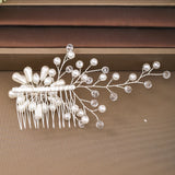 Bridal Flower Hair Combs Pearl Rhinestones Hairpins