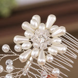 Bridal Flower Hair Combs Pearl Rhinestones Hairpins