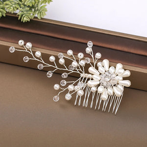Bridal Flower Hair Combs Pearl Rhinestones Hairpins