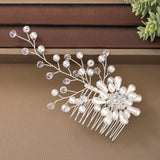 Bridal Flower Hair Combs Pearl Rhinestones Hairpins